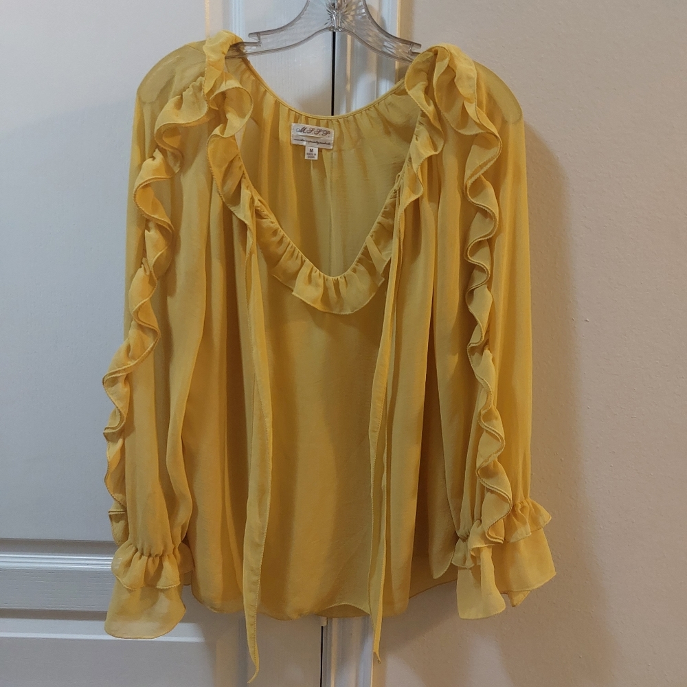 M.S.S.P Woman Yellow Longsleeve Blouse Size M